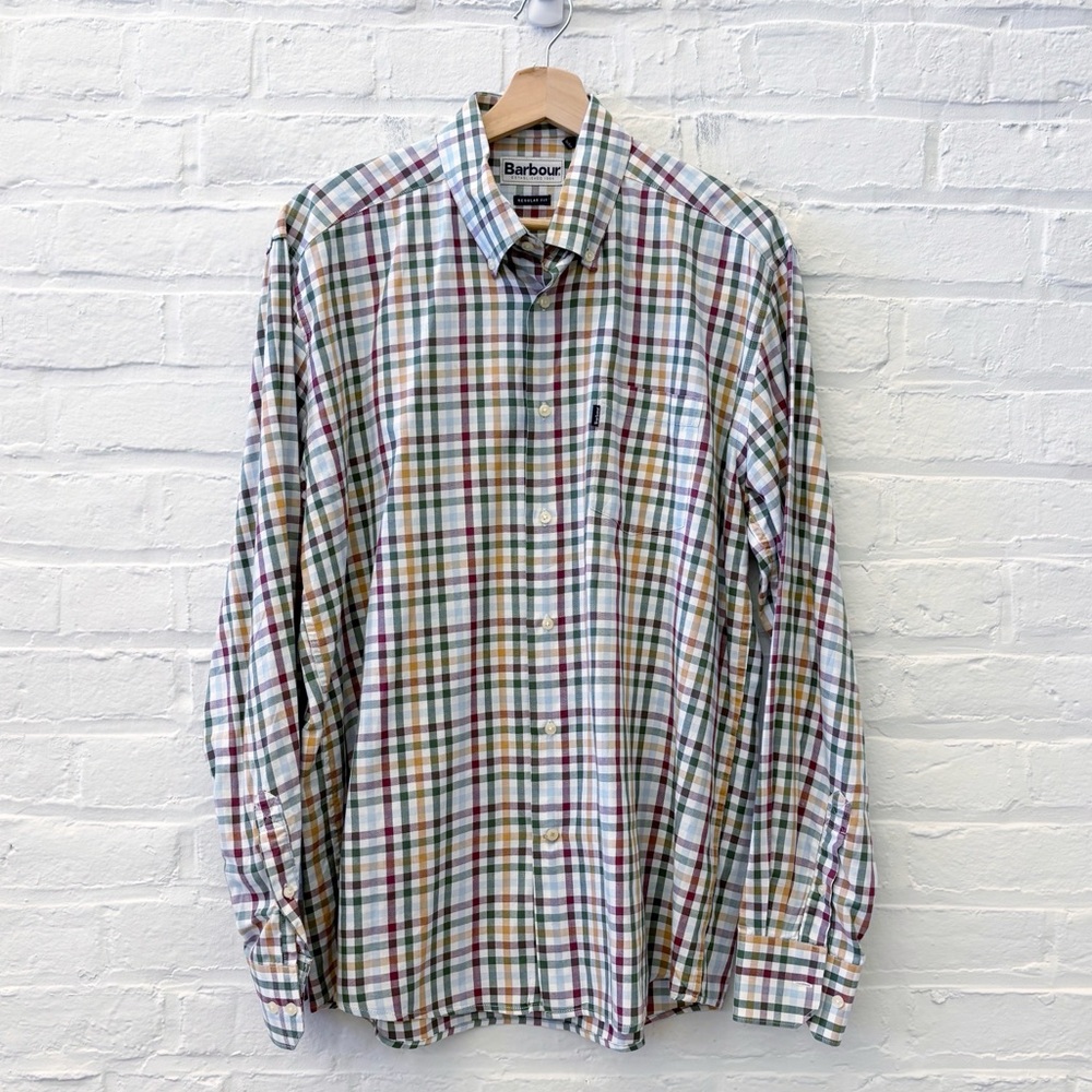 Barbour || Bibury Regular Fit Button Down in‎ Olive Check Medium